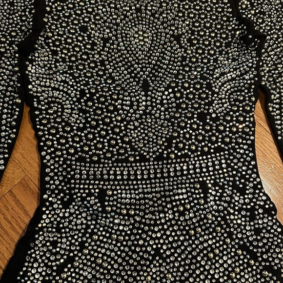 Intricate Black and Silver Bodycon Dress Size S 👑 - Picture 3 of 6